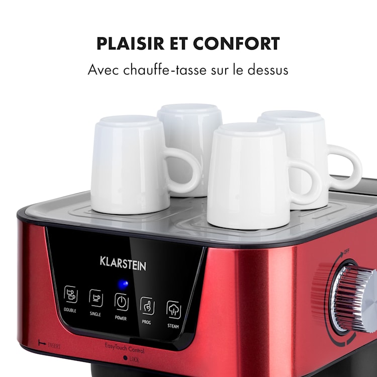 Machine à espresso Arabica 1050W 15 Bar 1,5l Panneau de contrôle tactile acier inoxydable Rouge