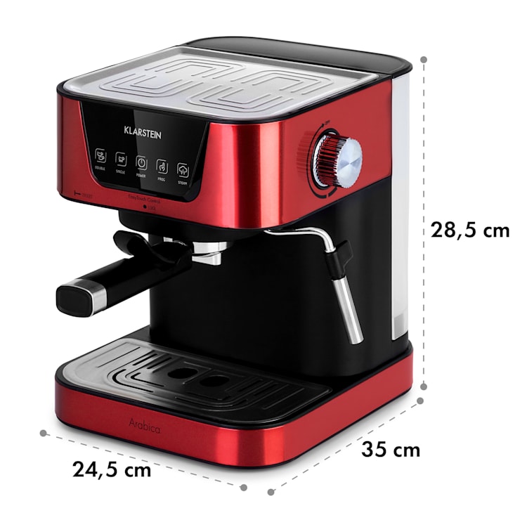 Machine à espresso Arabica 1050W 15 Bar 1,5l Panneau de contrôle tactile acier inoxydable Rouge