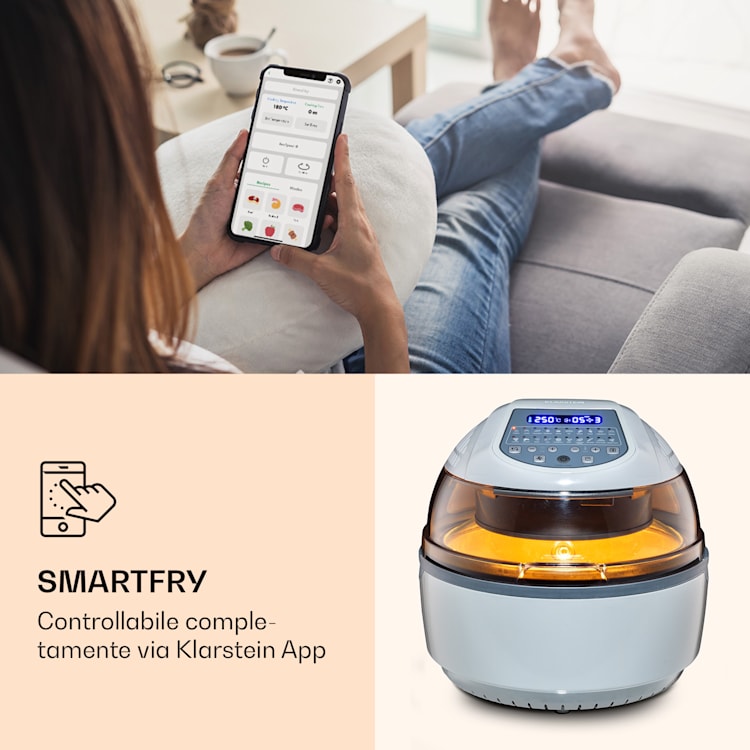 Friggitrice ad aria VitAir Smart Controllo tramite app / 1400W / 7,75 l / 20 programmi Argento