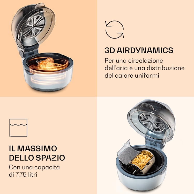 Friggitrice ad aria VitAir Smart Controllo tramite app / 1400W / 7,75 l / 20 programmi Argento