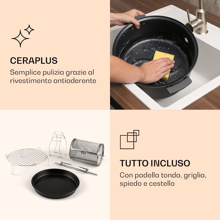 Friggitrice ad aria VitAir Smart Controllo tramite app / 1400W / 7,75 l / 20 programmi Argento