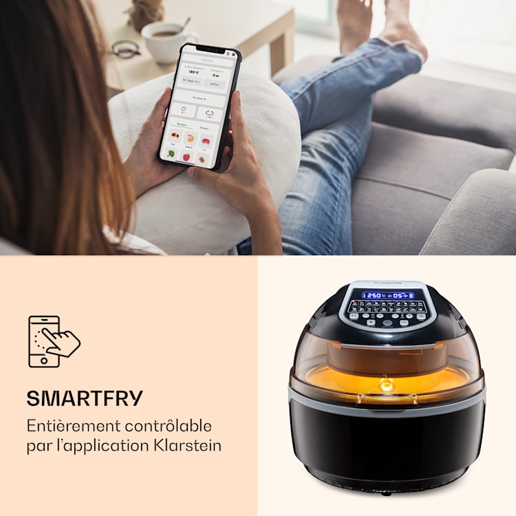 VitAir Smart Friteuse à air chaud contrôle par appli / 1400 W / 7,75 L / 20 Programmes Noir