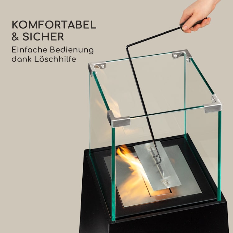 Firetower Ethanol-Kamin Sicherheitsbrenner 250 ml / 1,5 h Löschhilfe Flammenschutz Schwarz