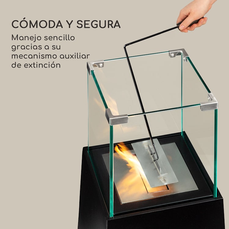 Quemador de seguridad para chimeneas de etanol Firetower 250 ml / 1,5 h Ayuda para la extinción de llamas Negro