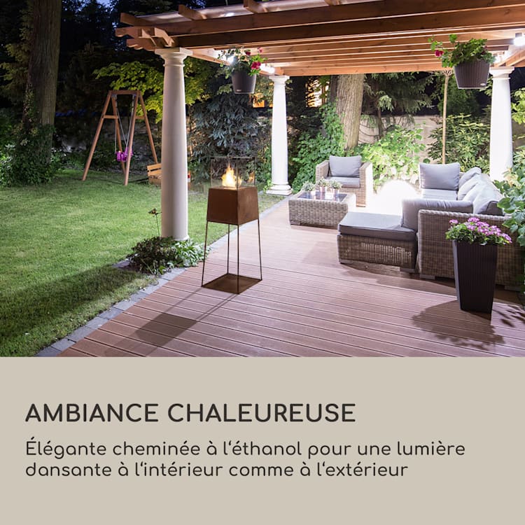 Firetower cheminée à l'éthanol, brûleur de sécurité 250 ml / 1,5 h outil d'extinction pare-flamme rouiller