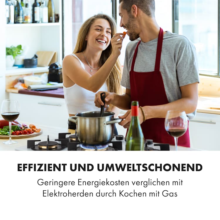Goldflame 5 Gaskochfeld 5-flammig Messing-Brenner Glaskeramik 5 Brenner | Weiß