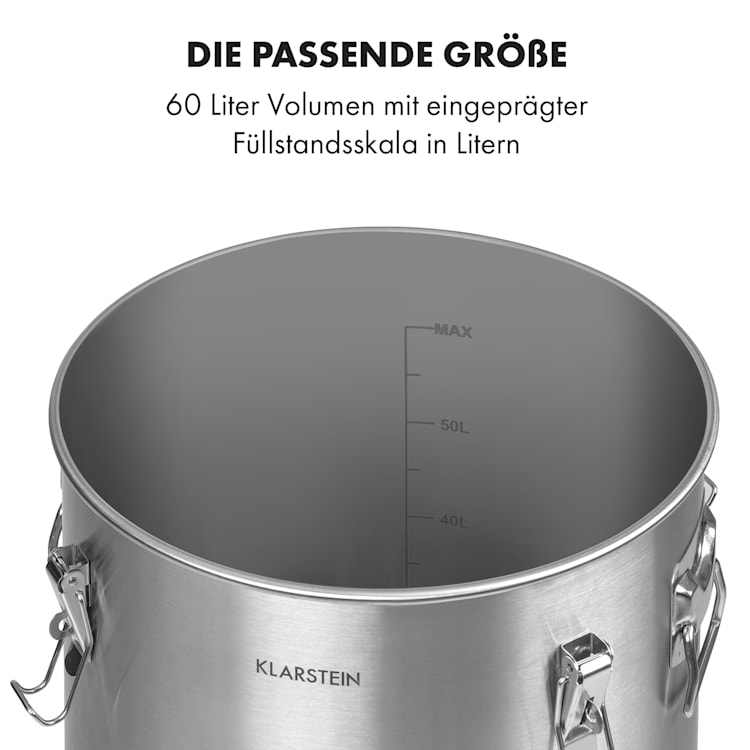 Gärkeller Pro XL Fermentierkessel 60 Liter Hefeablassventil 304-Edelstahl