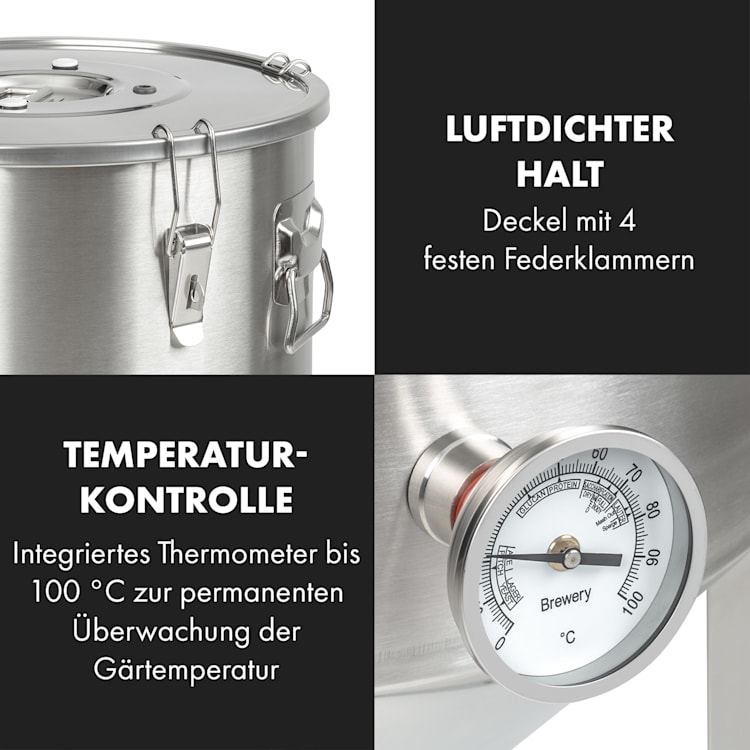 Gärkeller Pro XL Fermentierkessel 60 Liter Hefeablassventil 304-Edelstahl