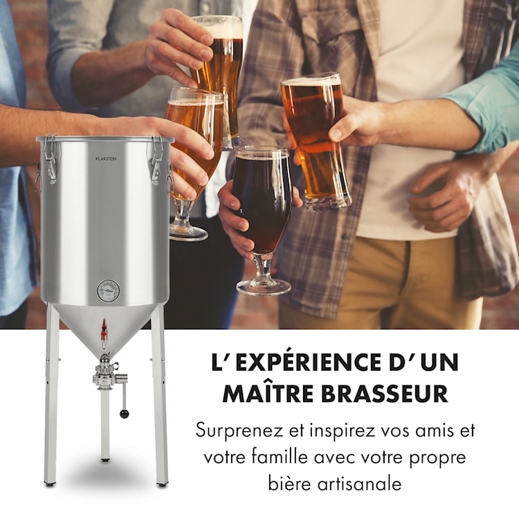 Gärkeller Pro XL cuve de fermentation 60 litres, vanne de vidange de la levure, acier 304