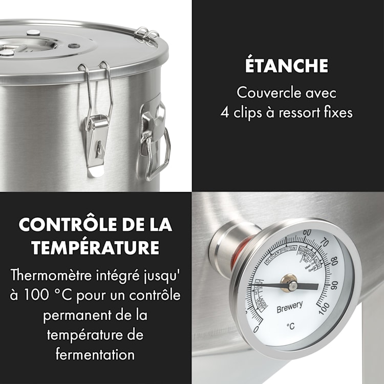 Gärkeller Pro XL cuve de fermentation 60 litres, vanne de vidange de la levure, acier 304