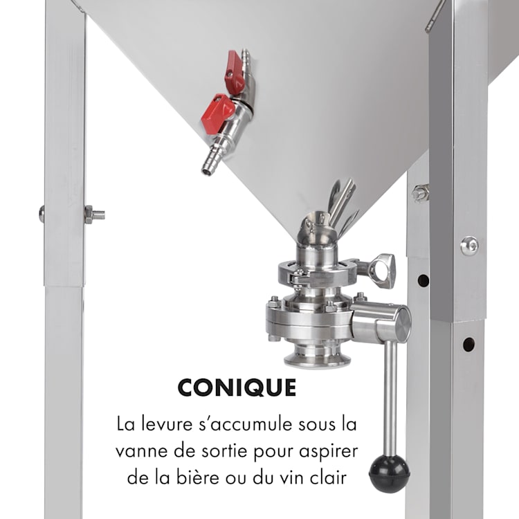 Gärkeller Pro XL cuve de fermentation 60 litres, vanne de vidange de la levure, acier 304