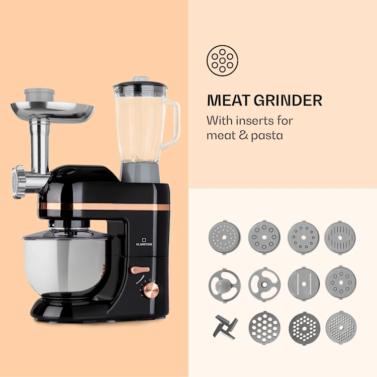 Lucia Elegance Food Processor Blender Meat Grinder 1800W BPA-free Black