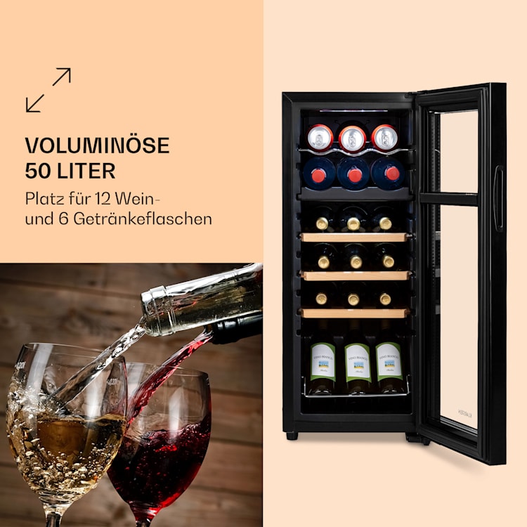 Bovella 18 Duo+ Zweizonen-Weinkühlschrank 50l 18 Fl. Glastür