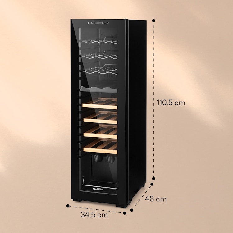 Bovella 27 Duo+ Zweizonen-Weinkühlschrank 74l 27 Fl. Glastür