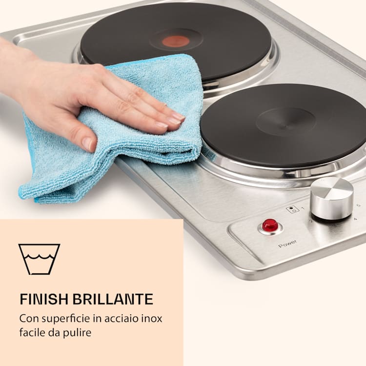 Piano Cottura Elettrico Respekta - 2 Piastre Incasso Acciaio Inox - 3000W Con Manopole - Foto 5