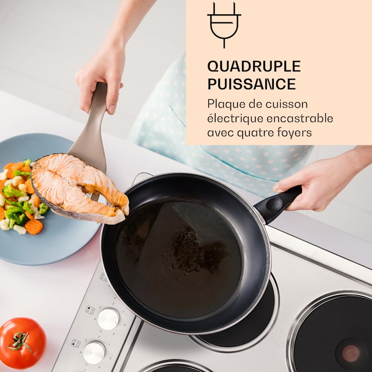Appetito Domino elektrische kookplaat 4 platen 6 standen 5500 watt roestvrij staal Zilver