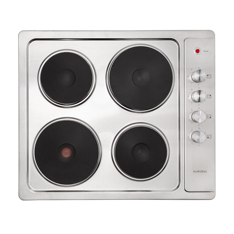 Appetito Domino elektrische kookplaat 4 platen 6 standen 5500 watt roestvrij staal Zilver