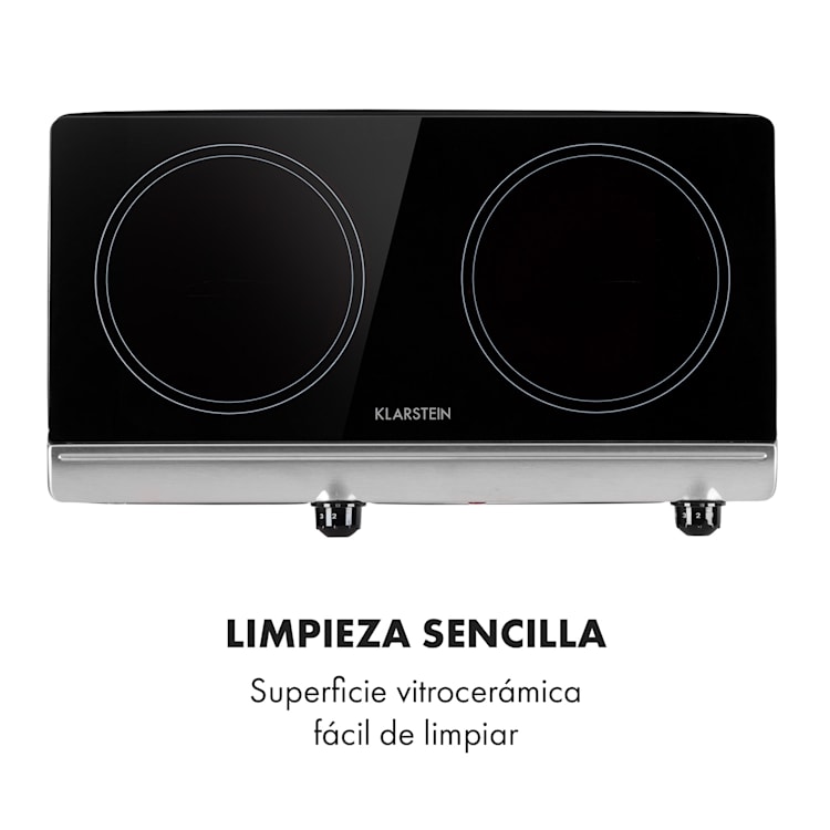 Vitrocerámica doble Cookbuddy 2400W 5 niveles de potencia Plata