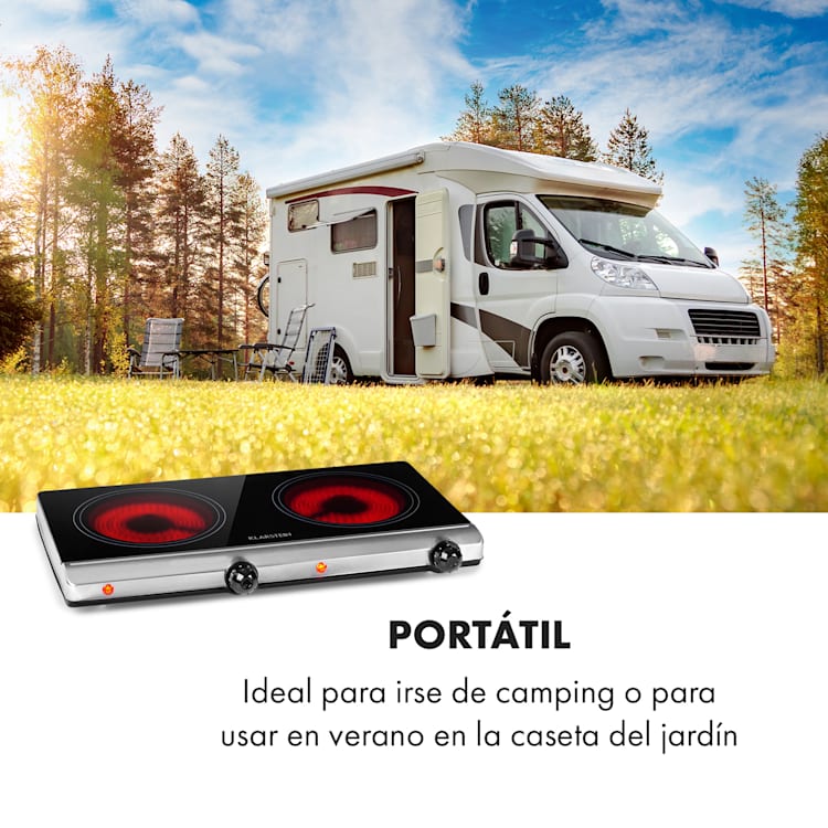 Vitrocerámica doble Cookbuddy 2400W 5 niveles de potencia Plata
