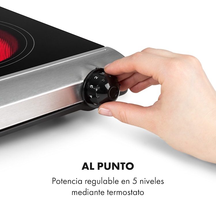 Vitrocerámica doble Cookbuddy 2400W 5 niveles de potencia Plata