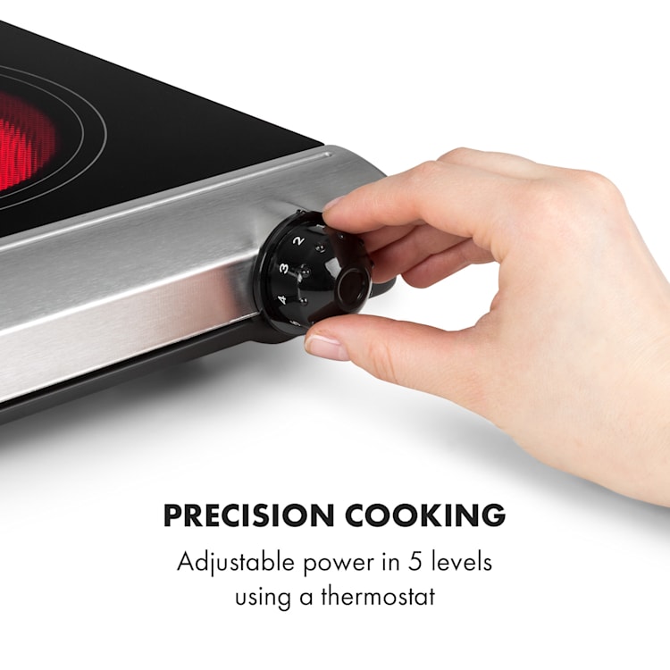 Cookbuddy Dubbel kokplatta 2400W 5 effektnivåer glaskeramik Silver