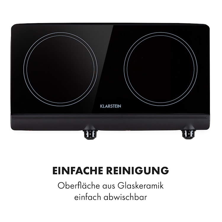Cookbuddy Doppel-Kochfeld 2400W 5 Leistungsstufen Glaskeramik Schwarz