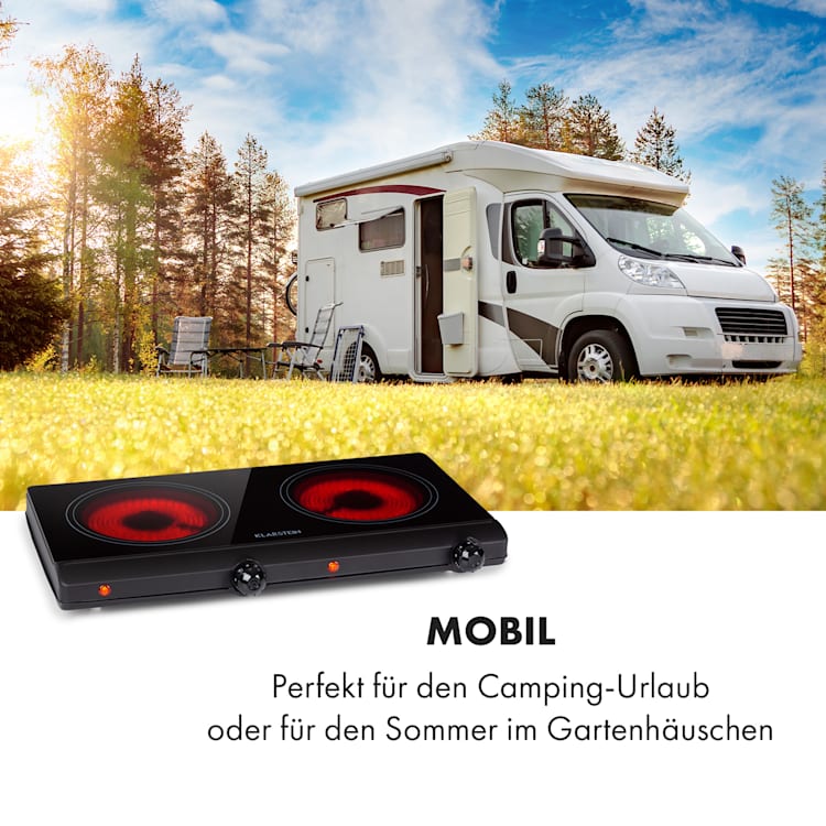 Cookbuddy Doppel-Kochfeld 2400W 5 Leistungsstufen Glaskeramik Schwarz