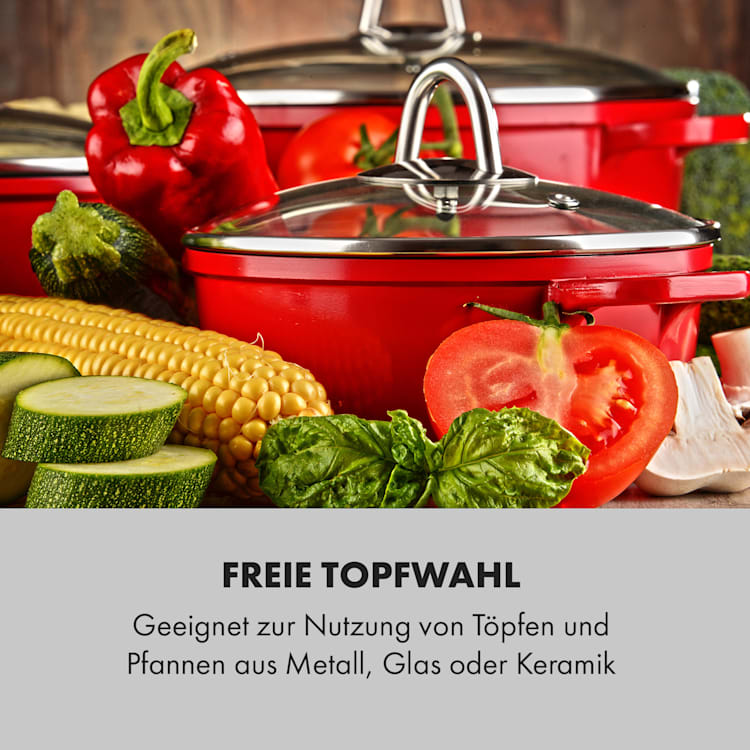 Cookbuddy Doppel-Kochfeld 2400W 5 Leistungsstufen Glaskeramik Schwarz