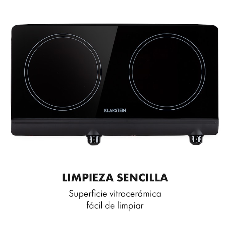 Vitrocerámica doble Cookbuddy 2400W 5 niveles de potencia Negro