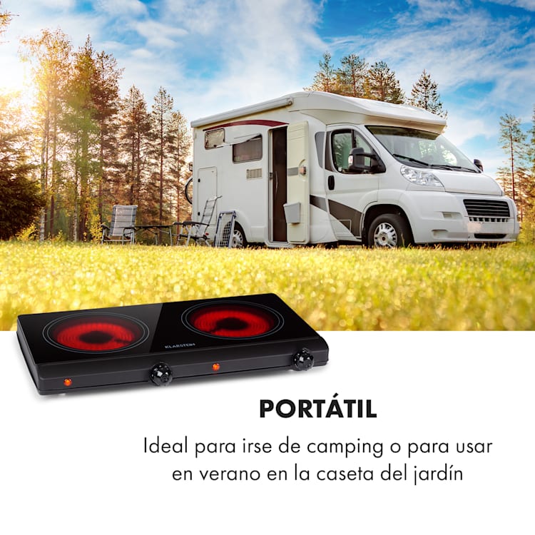 Vitrocerámica doble Cookbuddy 2400W 5 niveles de potencia Negro