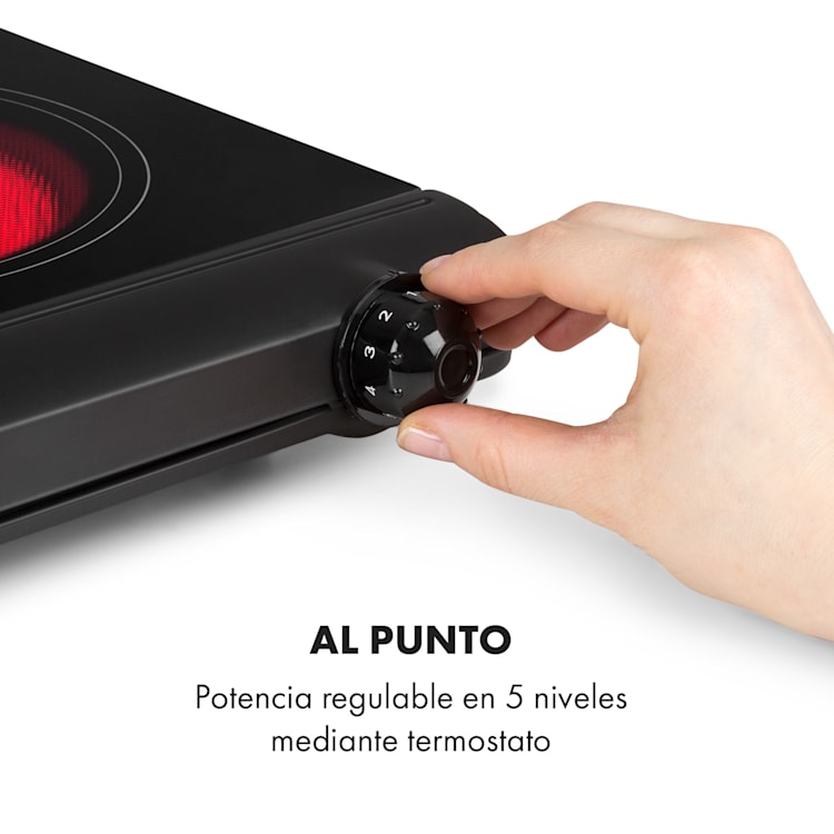 Vitrocerámica doble Cookbuddy 2400W 5 niveles de potencia Negro