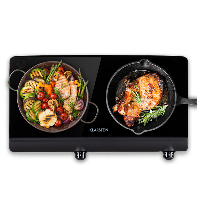 Cookbuddy Doppel-Kochfeld 2400W 5 Leistungsstufen Glaskeramik Schwarz