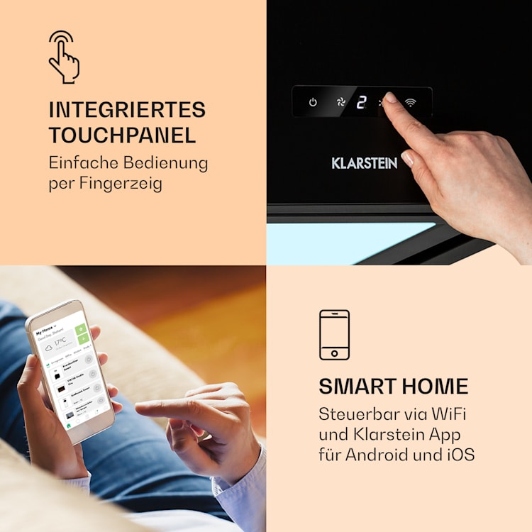 Kronleuchter Smart Inselabzugshaube 595m³/h App-Steuerung LED-Panel Schwarz