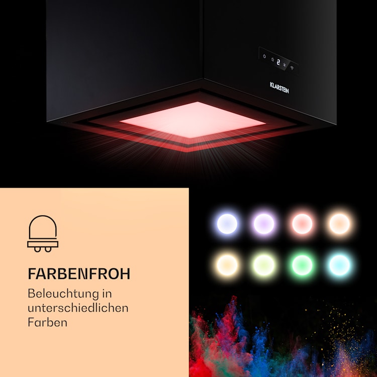 Kronleuchter Smart Inselabzugshaube 595m³/h App-Steuerung LED-Panel Schwarz
