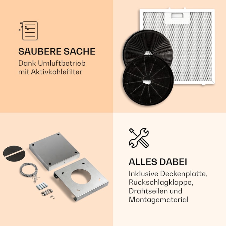Kronleuchter Smart Inselabzugshaube 595m³/h App-Steuerung LED-Panel Schwarz