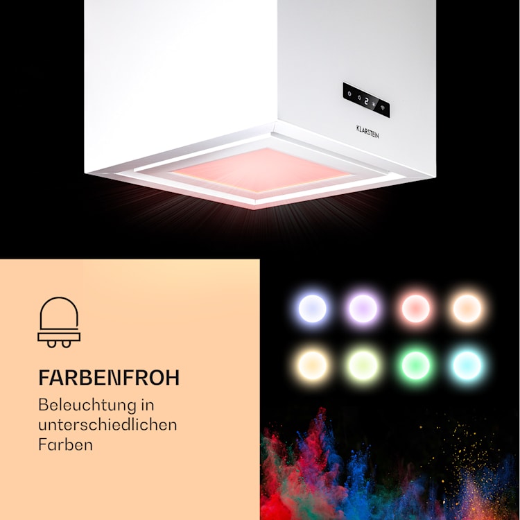 Kronleuchter Smart Inselabzugshaube 595m³/h App-Steuerung LED-Panel Weiß