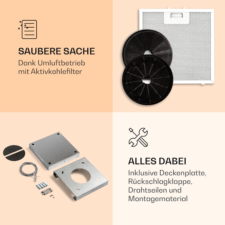 Kronleuchter Smart Inselabzugshaube 595m³/h App-Steuerung LED-Panel Weiß