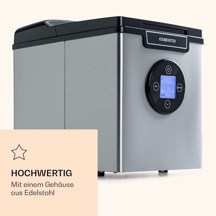 Icemeister 2G Eiswürfelmaschine 12kg/24h LC-Display Edelstahl Silber