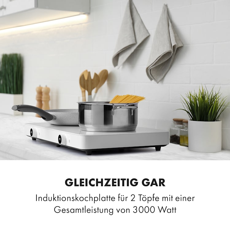 FutureChef Doppel-Induktionskochplatte 3000Watt 2 Kochfelder Weiß