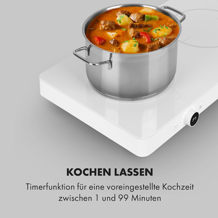 FutureChef Doppel-Induktionskochplatte 3000Watt 2 Kochfelder Weiß