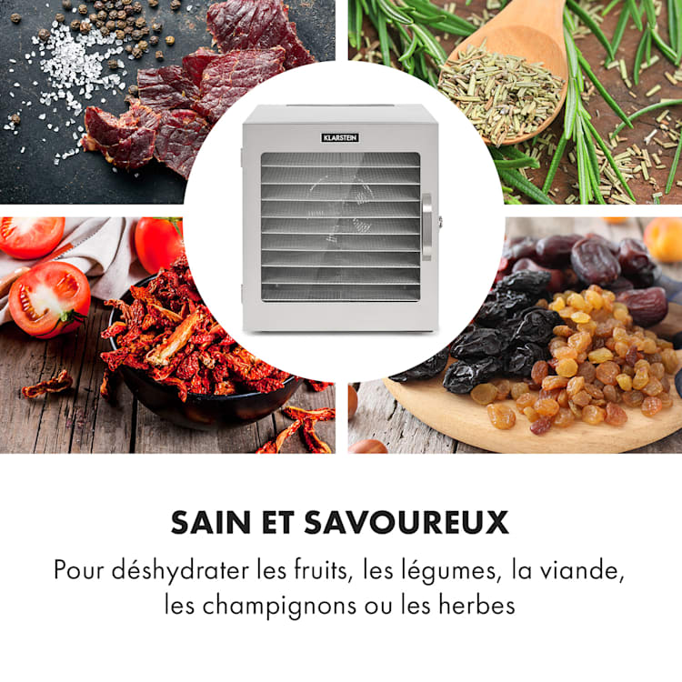Captain Jerky 110 déshydrateur 1000 W 30-90 °C minuterie 24h inox 10 étages