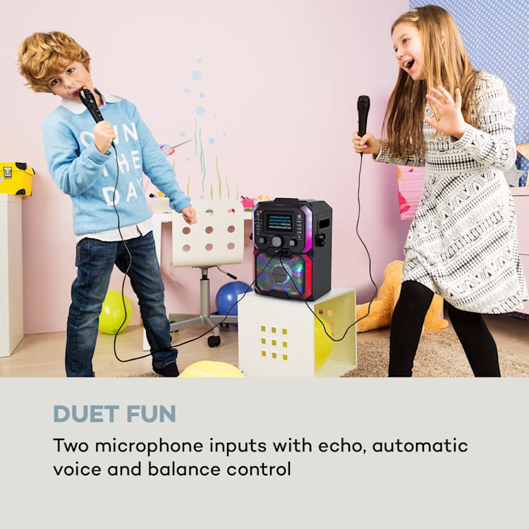 Rockstar Plus, impianto karaoke, bluetooth, USP, CD, effetto luci LED, RCA