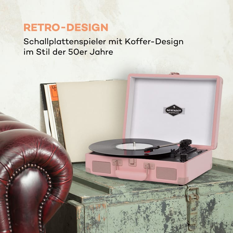 Peggy Sue BT Plattenspieler Stereolautsprecher USB BT tragbar Rosé