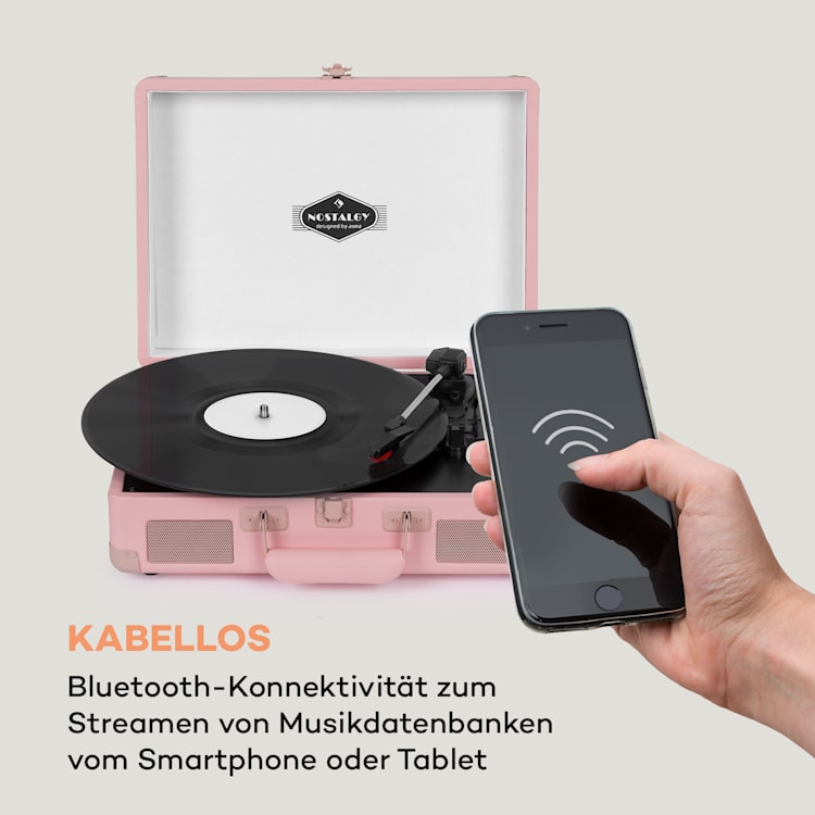 Peggy Sue BT Plattenspieler Stereolautsprecher USB BT tragbar Rosé