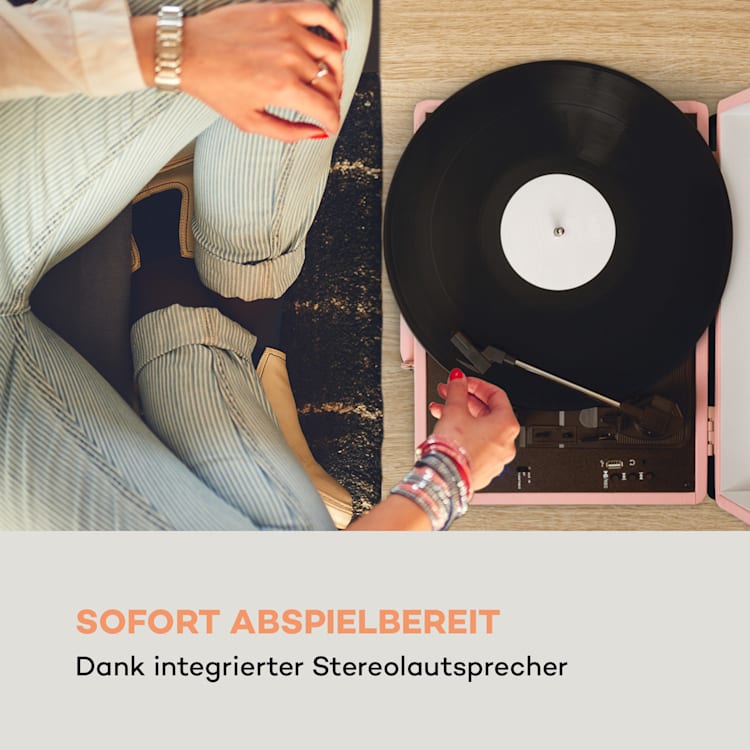 Peggy Sue BT Plattenspieler Stereolautsprecher USB BT tragbar Rosé