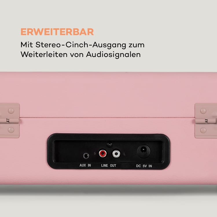 Peggy Sue BT Plattenspieler Stereolautsprecher USB BT tragbar Rosé