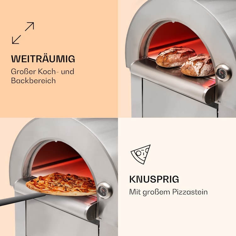 Diavolo Napoletana Pizzaofen Holzofen rostfreier Edelstahl Silber