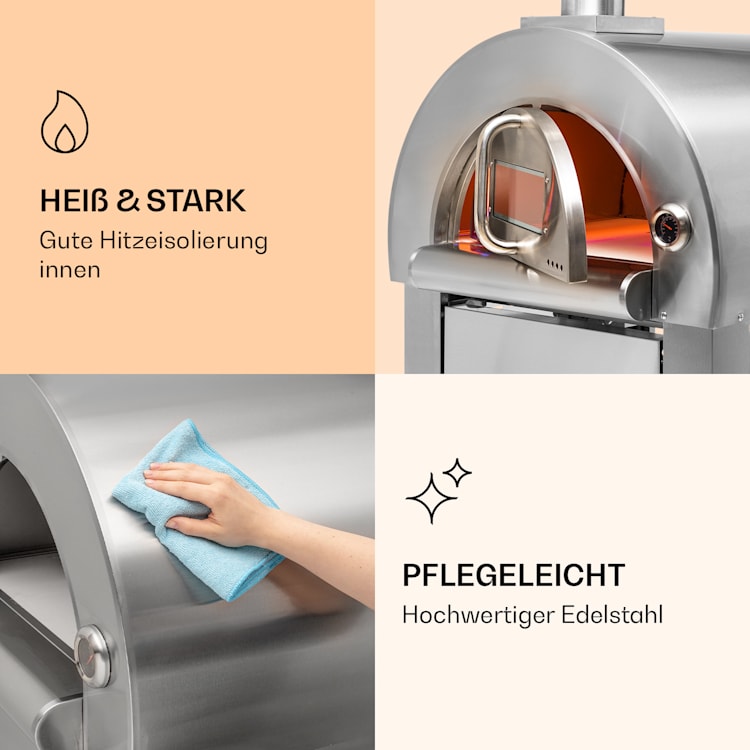 Diavolo Napoletana Pizzaofen Holzofen rostfreier Edelstahl Silber