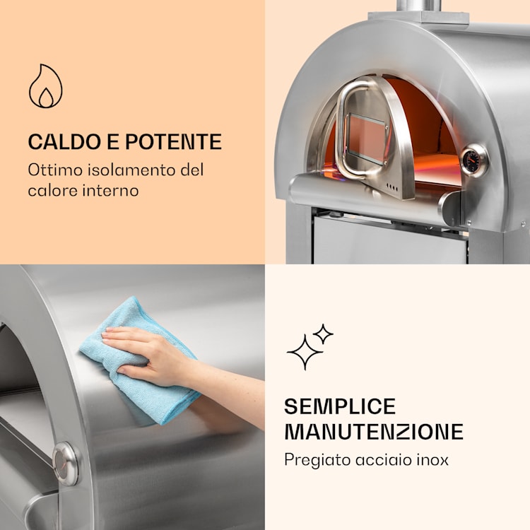 Diavolo Napoletana - Forno per pizza, forno a legna, antiruggine, acciaio inox Argento