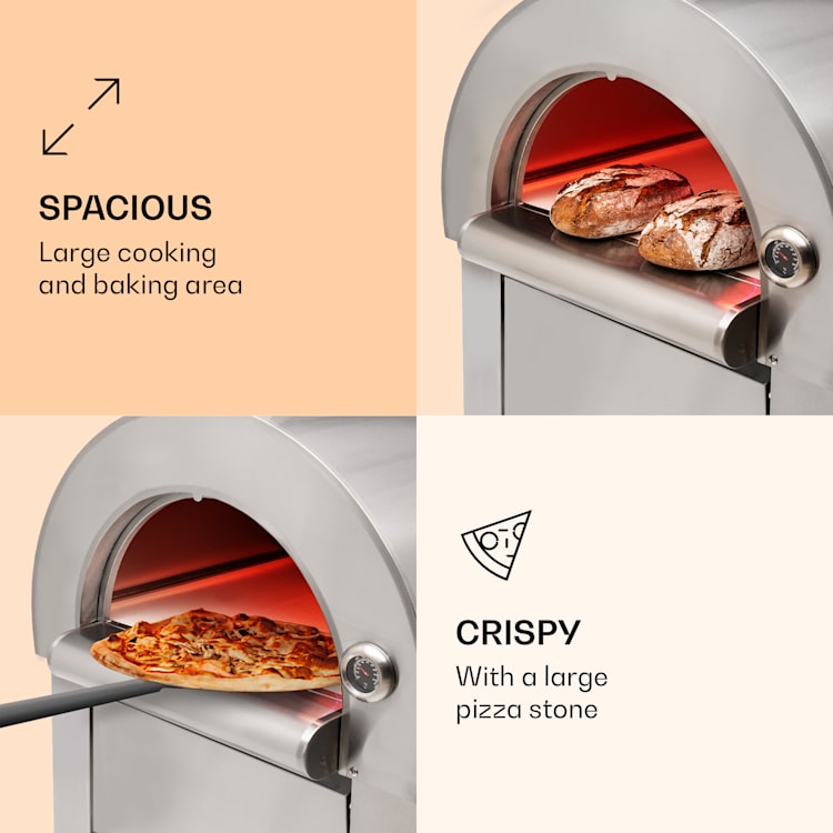 Diavolo Napoletana pizzauuni puu-uuni ruostumatonta terästä Hopea